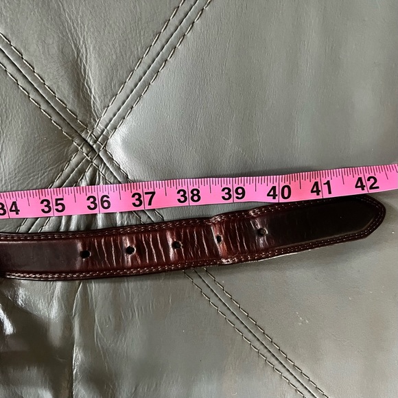 Vintage BROWN Genuine LEATHER OIL TANNED COWHIDE Belt With SOLID BRASS BELT 38 - Picture 8 of 9